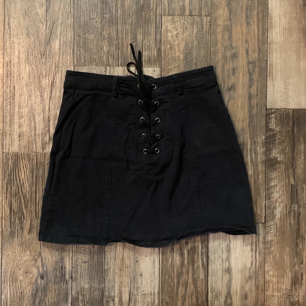 Black lace up skirt
